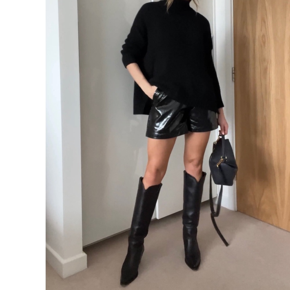 Minimal knee high cowboy boots Zara 6 Sold out online leather